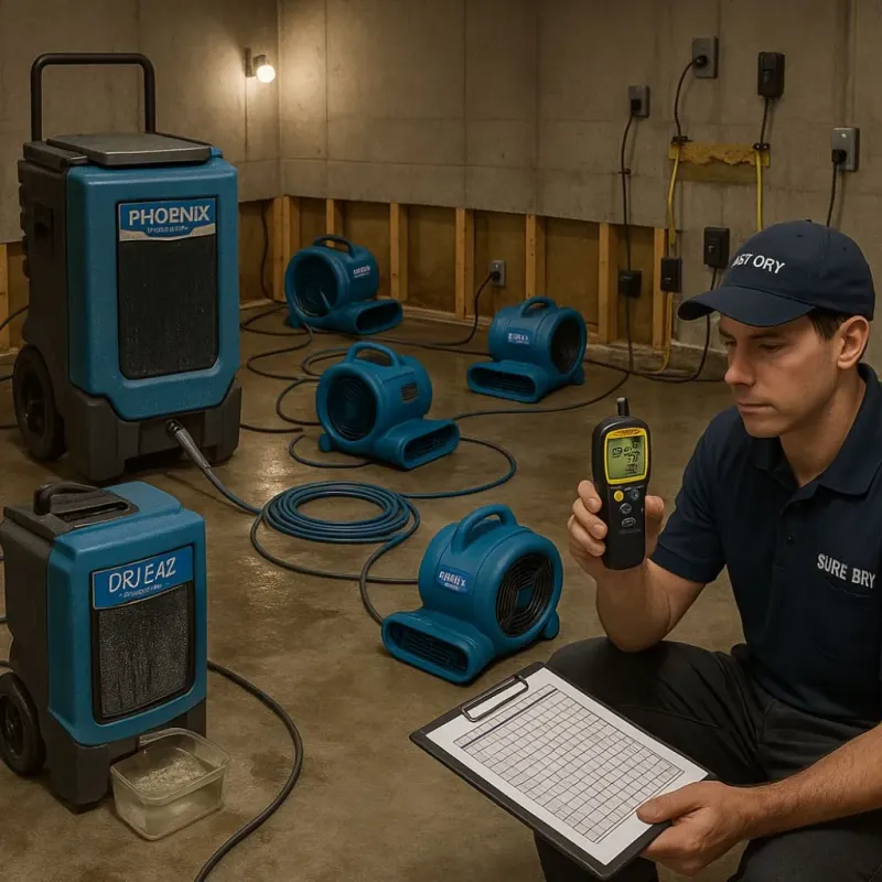 Structural Drying and Dehumidification process in Barre, MA